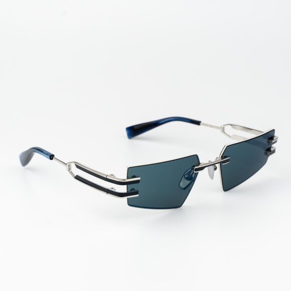Balmain Men Sunglasses Titanium Silver Blue Mirror Geometric FIXE BPS-123E-54 - Picture 7 of 13